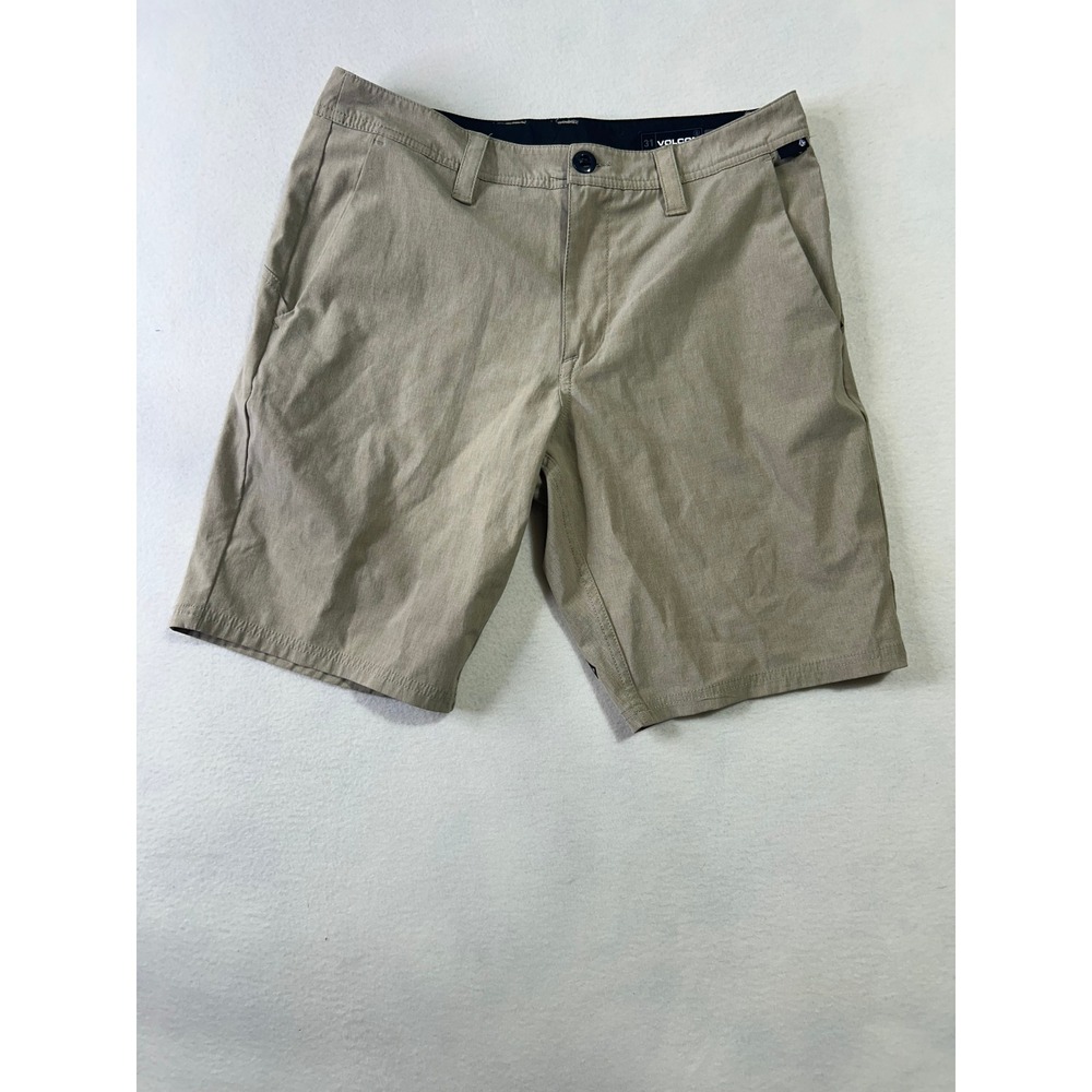 Volcom Mens Hybrid Shorts Khaki Tan Heathered Chino Boardshorts Size 31